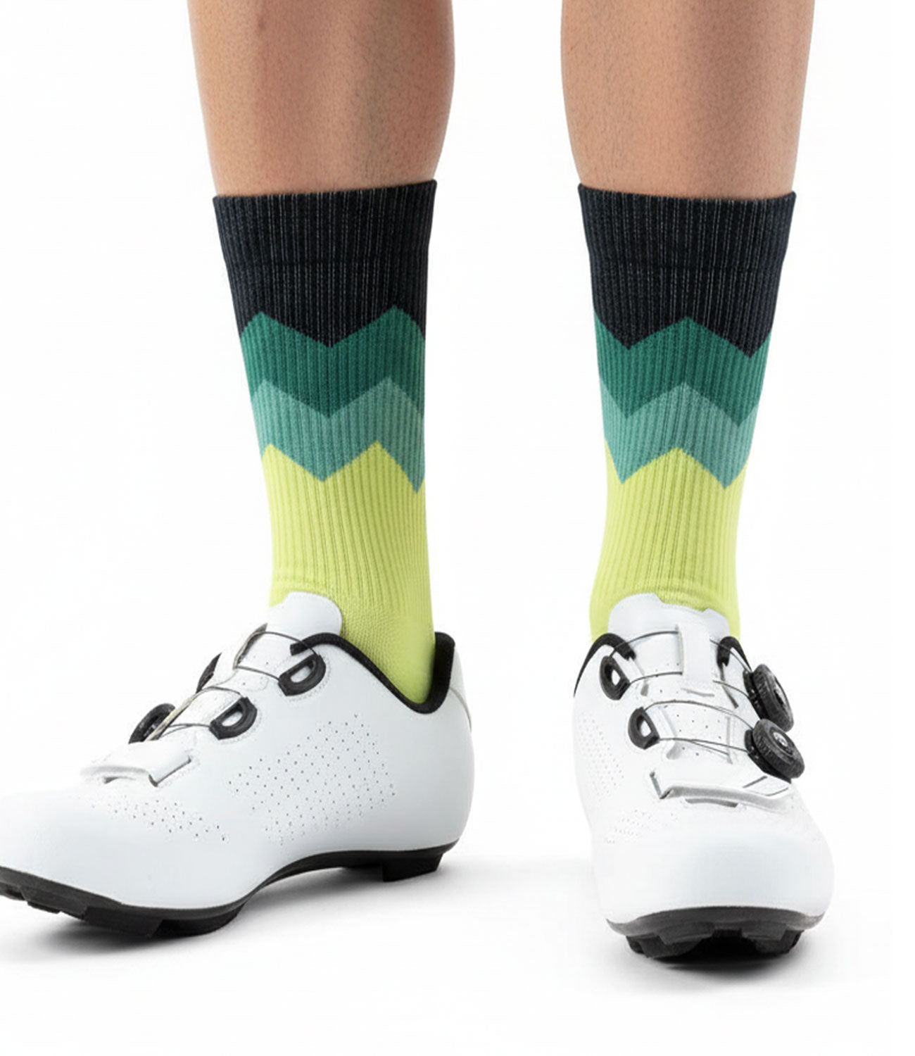 GKRQ Lime Gradient Chevron Cycling Socks