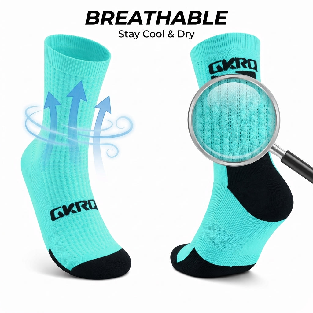 GKRQ Hi-Vis Neon Yellow Speed Stripe Cycling Socks