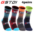 GSTDI Professional Cycling Socks (4 Pairs) – Breathable Mesh Nylon Athletic Road & MTB Socks