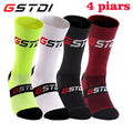 GSTDI 4-Pack Performance Cycling Crew Socks – Moisture-Wicking Nylon Athletic Socks for Road & Mountain Biking