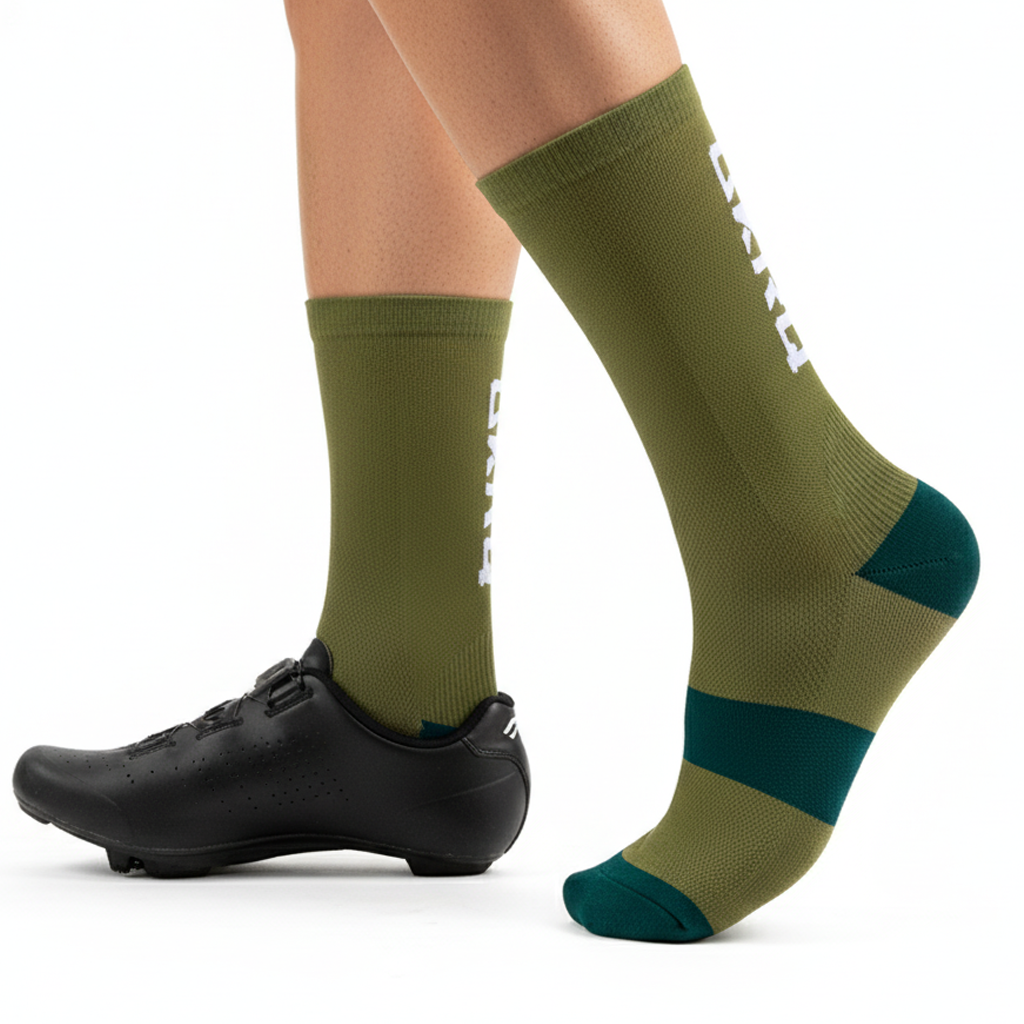 GKRQ Two-Tone Olive Cycling Socks