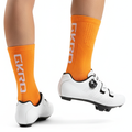 GKRQ Signature Vertical Logo Cycling Socks - Orange