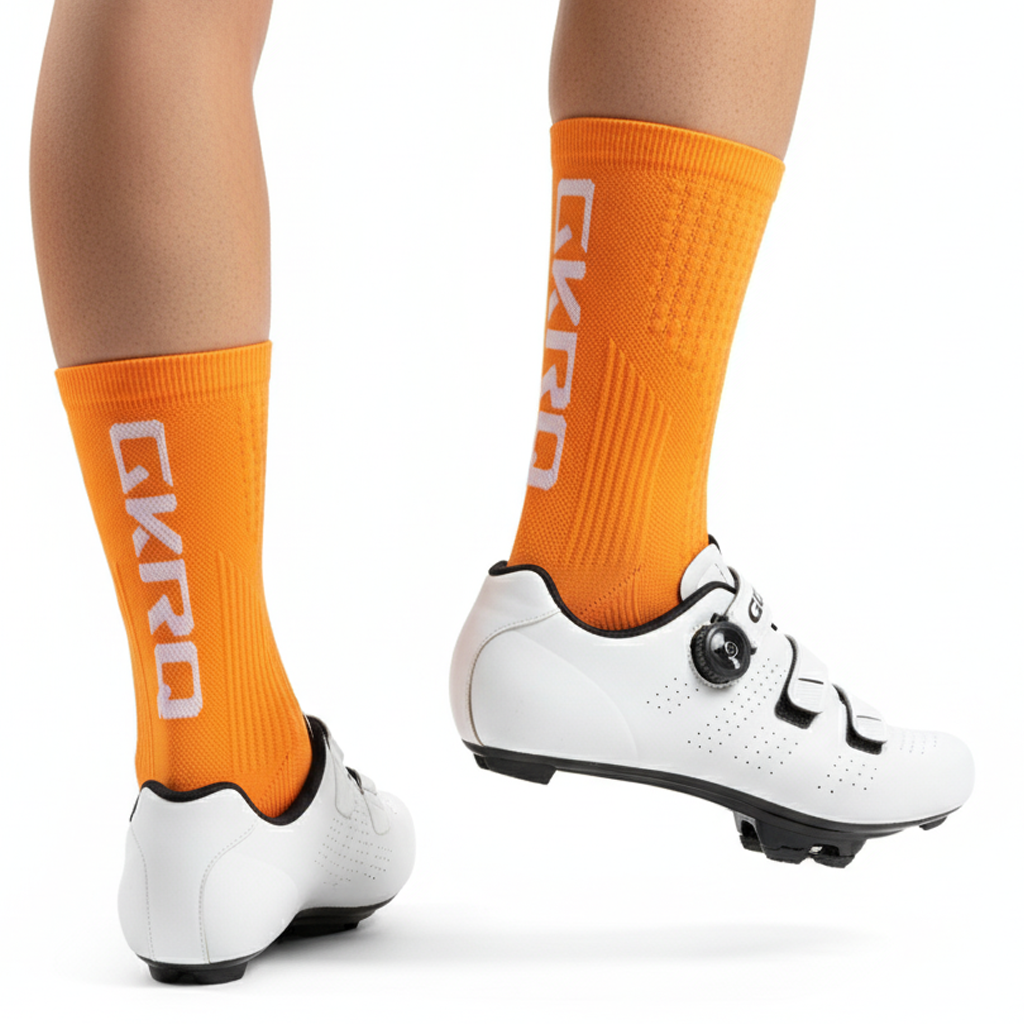 GKRQ Signature Vertical Logo Cycling Socks - Orange