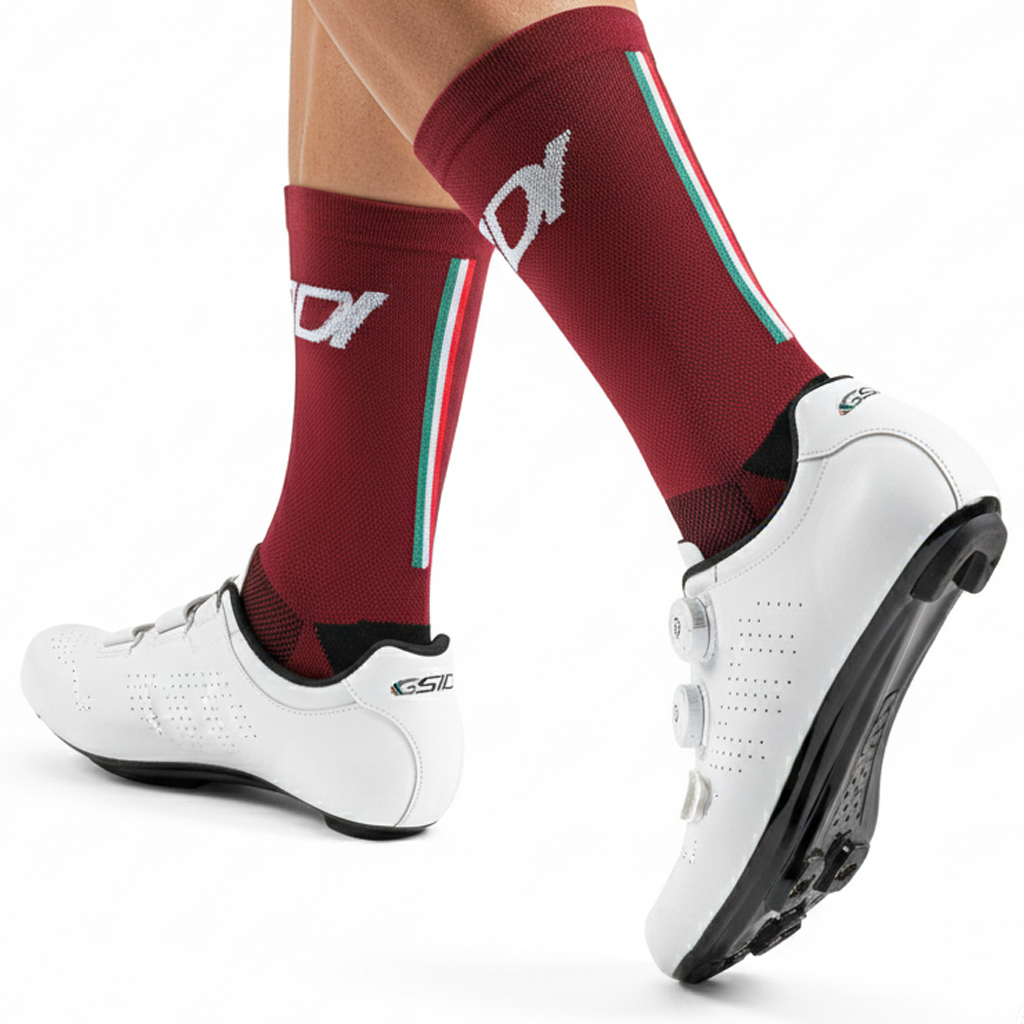 GSTDI Signature Tricolore Cycling Socks - Burgundy Edition