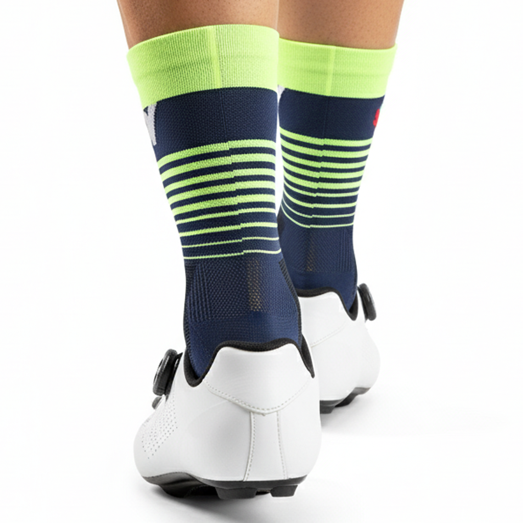 GKRQ Classic Hooped Cycling Socks - Grey/Orange