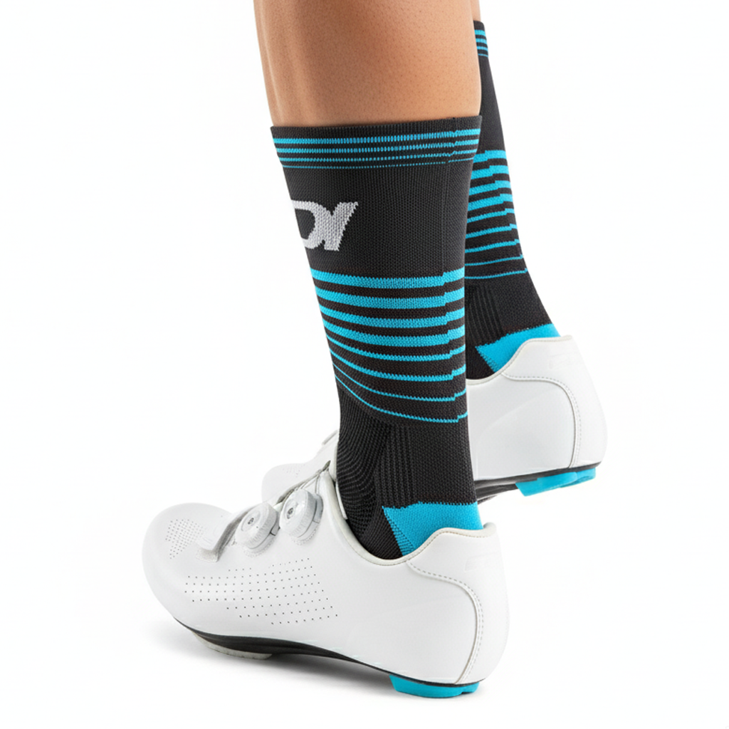 GKRQ Classic Hooped Cycling Socks - Grey/Orange