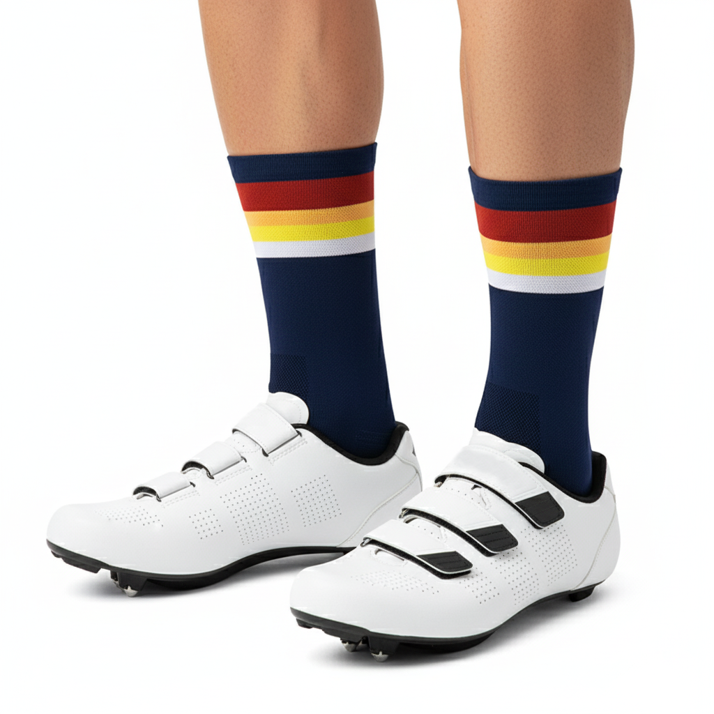 GKRQ Classic Navy Hooped Cycling Socks