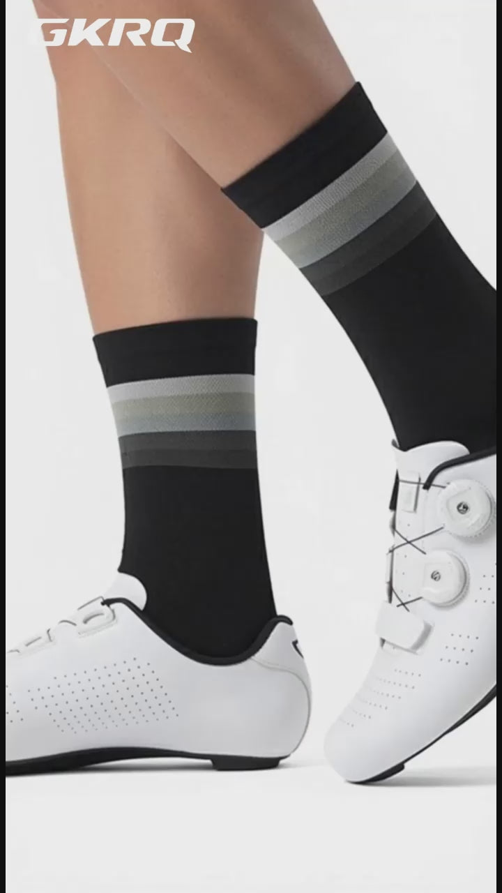 GKRQ Classic Navy Hooped Cycling Socks